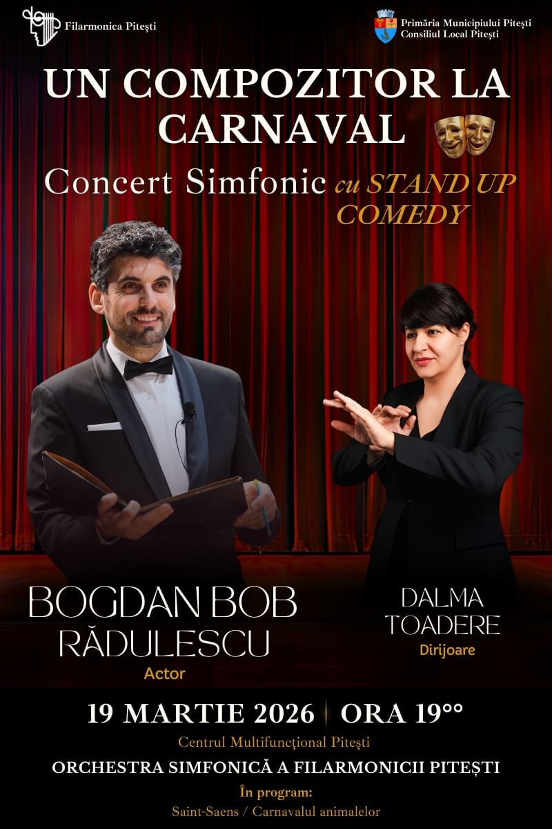Filarmonica Pitesti, Pitesti Concert Simfonic cu Stand-Up Comedy - 19 mar 2026 Joi, 19 Martie 2026, ora 19:00