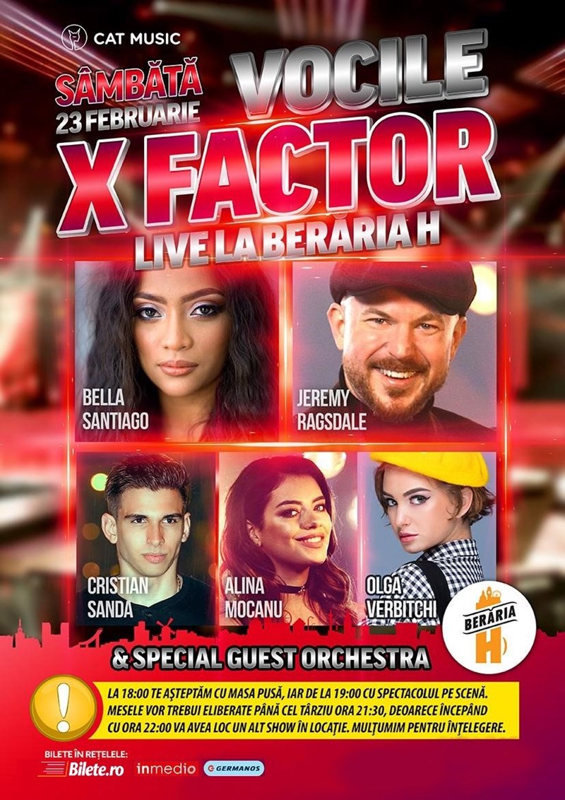 bilete Vocile X Factor cântă la Berăria H