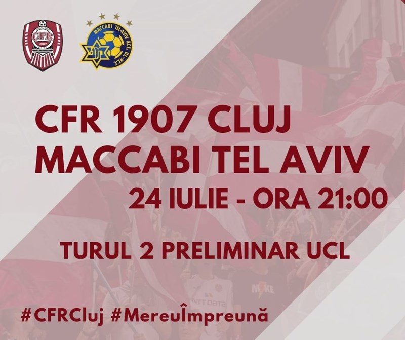 bilete CFR 1907 CLUJ vs MACCABI TEL AVIV