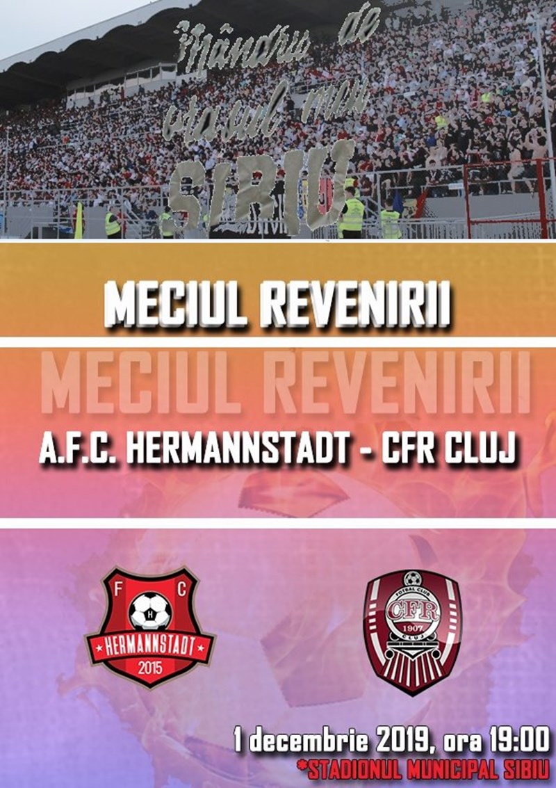 Cfr Cluj întâlnește FC Hermannstadt în ultimul meci din 2022