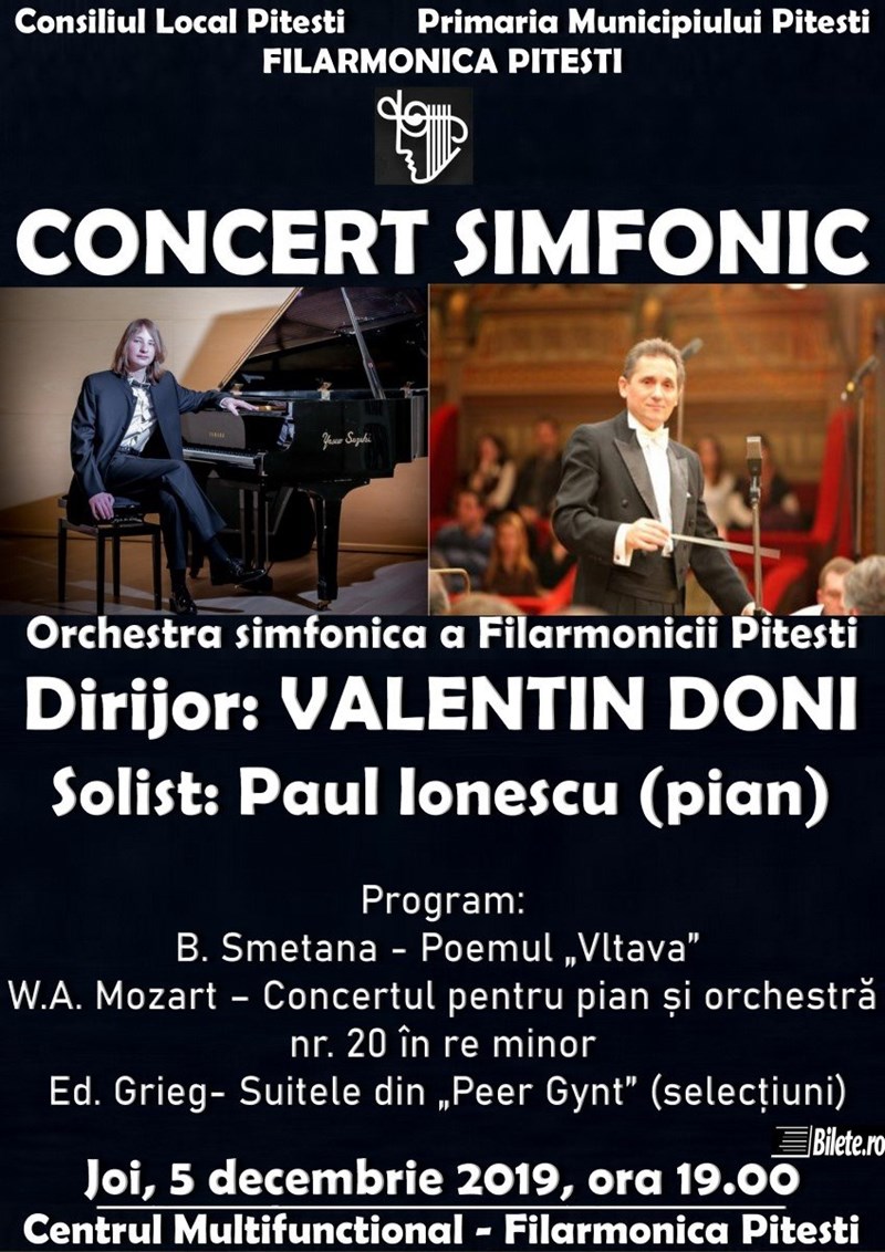 bilete Concert simfonic la Filarmonica Pitesti 5 decembrie
