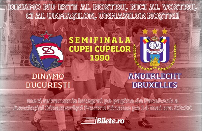 bilete Semifinala Cupei Cupelor 1990 Dinamo - Anderlecht
