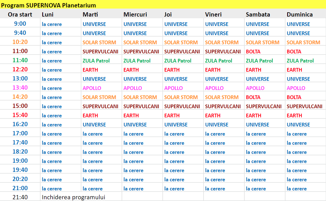 Program Planetariu