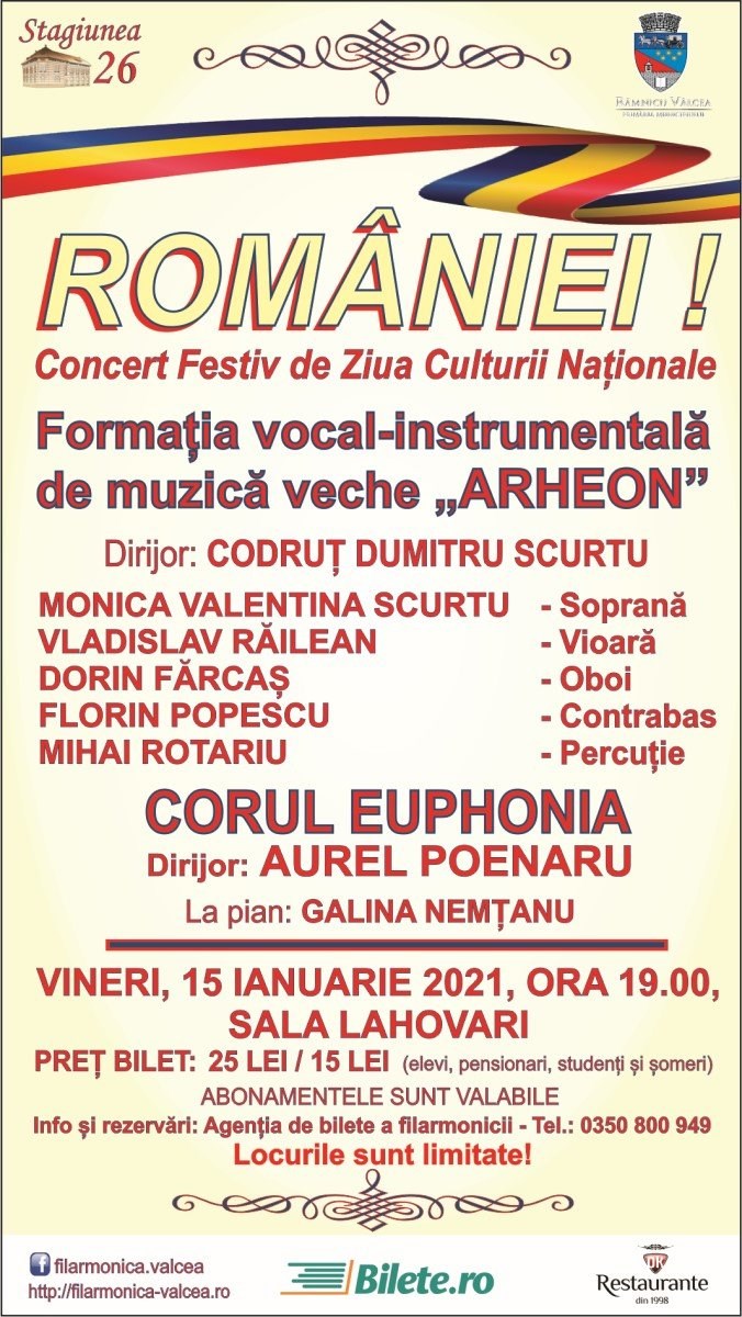 bilete ROMANIEI! - Concert Festiv de Ziua Culturii Nationale