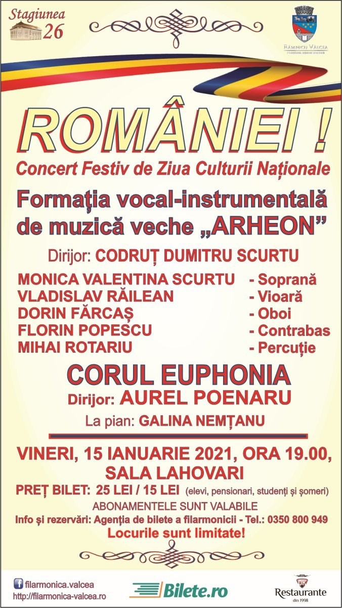 bilete ROMANIEI! - Concert Festiv de Ziua Culturii Nationale