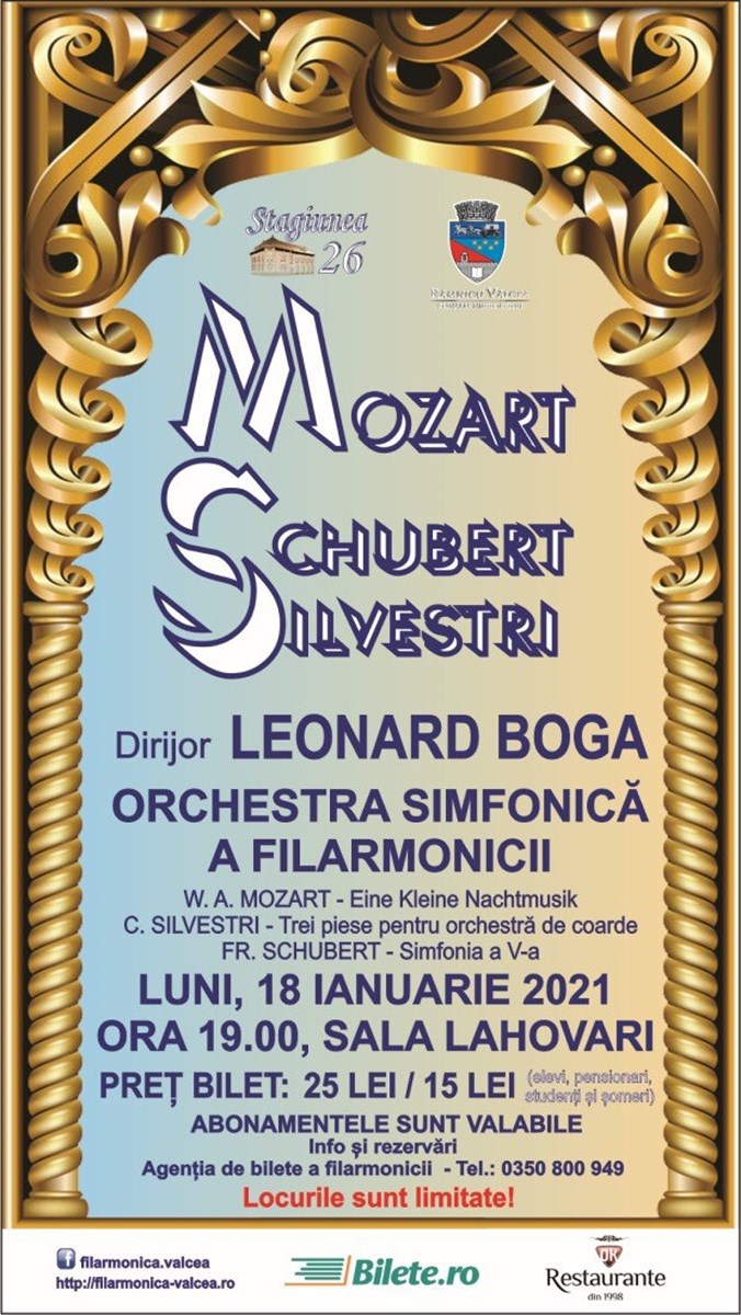 bilete Mozart, Schubert, Silvestri