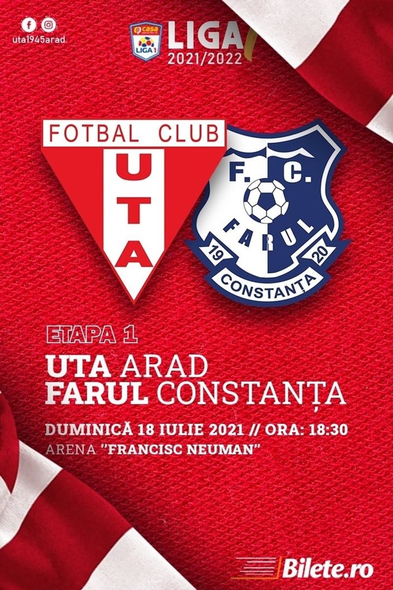 bilete UTA Arad - Farul Constanta - Casa Liga 1