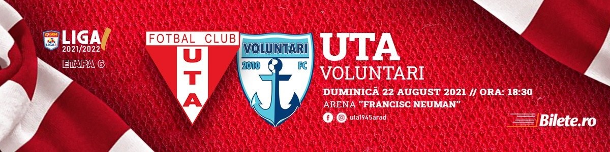 bilete UTA Arad - FC Voluntari - CASA Liga 1