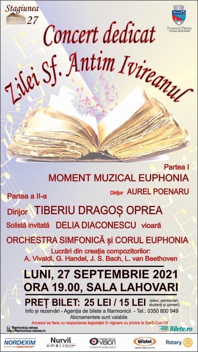 bilete Concert dedicat zilei Sf. Antim Ivireanul