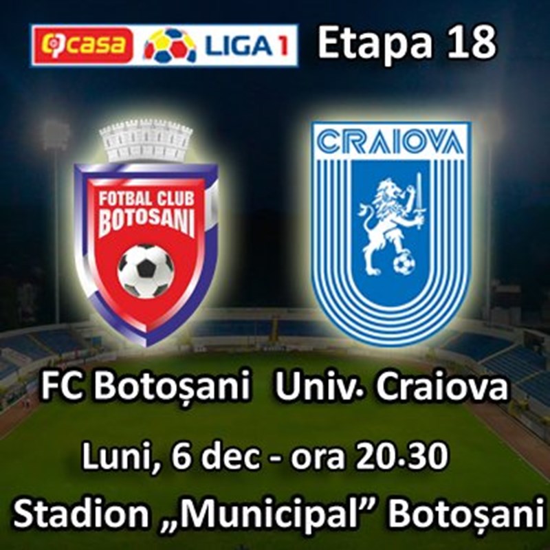 bilete FC Botosani - Universitatea Craiova - CASA Liga 1