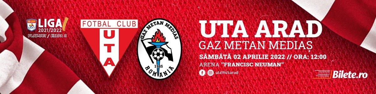 bilete UTA Arad - Gaz Metan Medias - CASA Liga 1