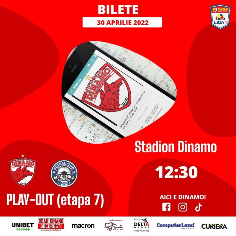 bilete FC Dinamo - Academica Clinceni - PLAY-OUT