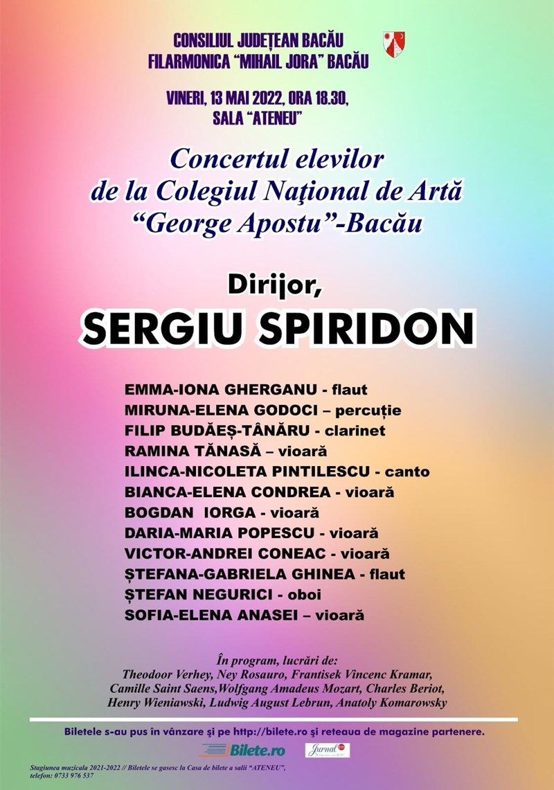 bilete Concertul elevilor de la Colegiul National de Arta George Apostu