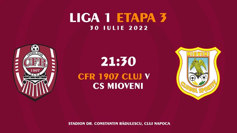 bilete CFR 1907 Cluj- CS Mioveni SUPERLIGA