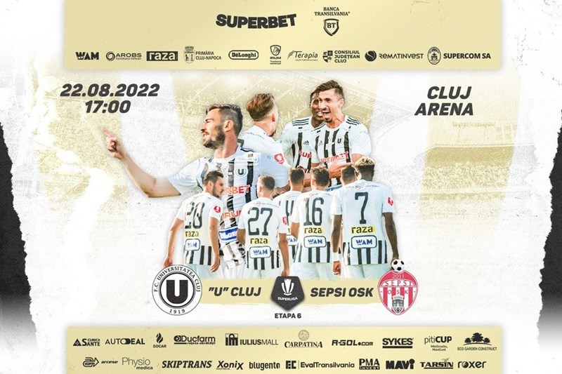 bilete FC Universitatea Cluj - Sepsi OSK Sfantu Gheorghe - SUPERLIGA - ETAPA VI