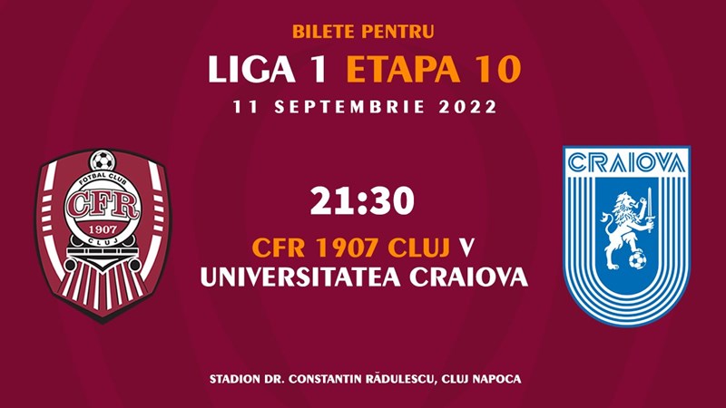 bilete CFR Cluj - Universitatea Craiova - SUPERLIGA