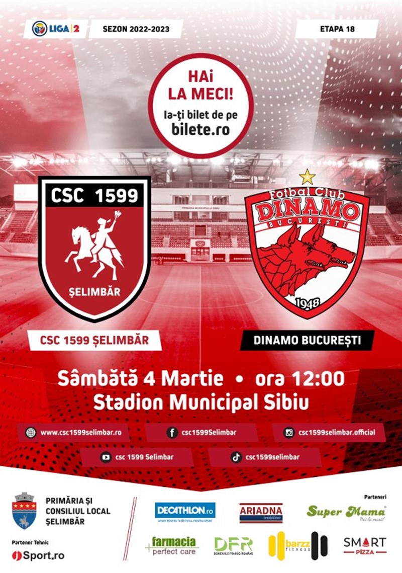 bilete CSC Selimbar - Dinamo Bucuresti - Liga 2