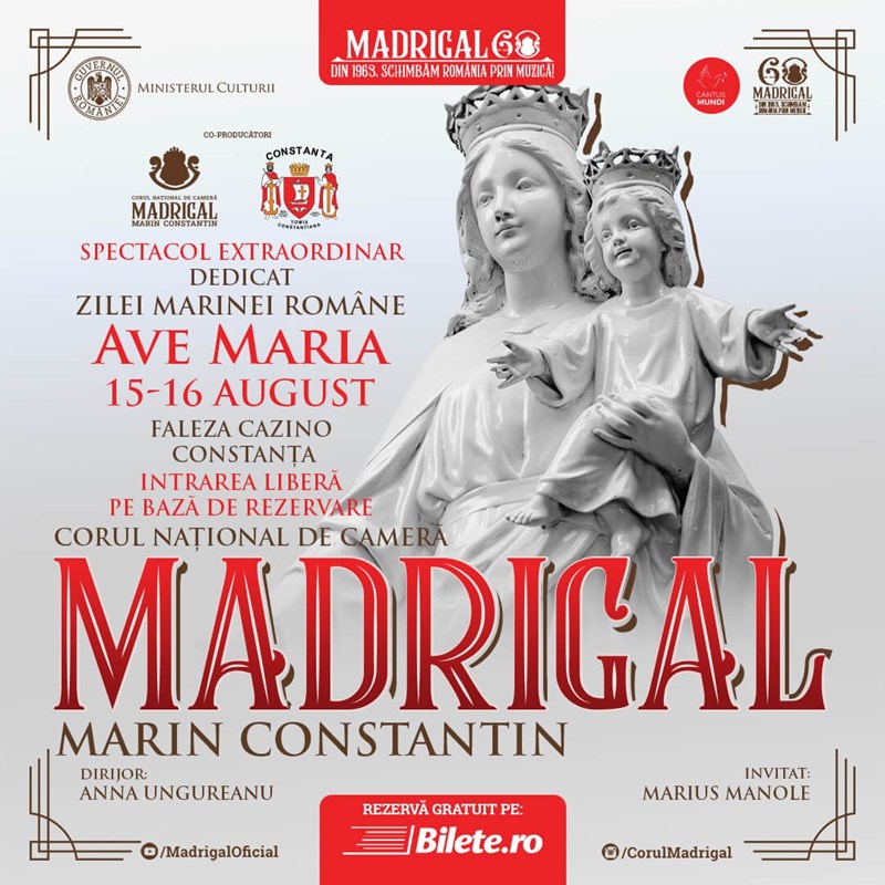 bilete 15 & 16 August: Ave Maria la Constanța - Corul Madrigal și Marius Manole