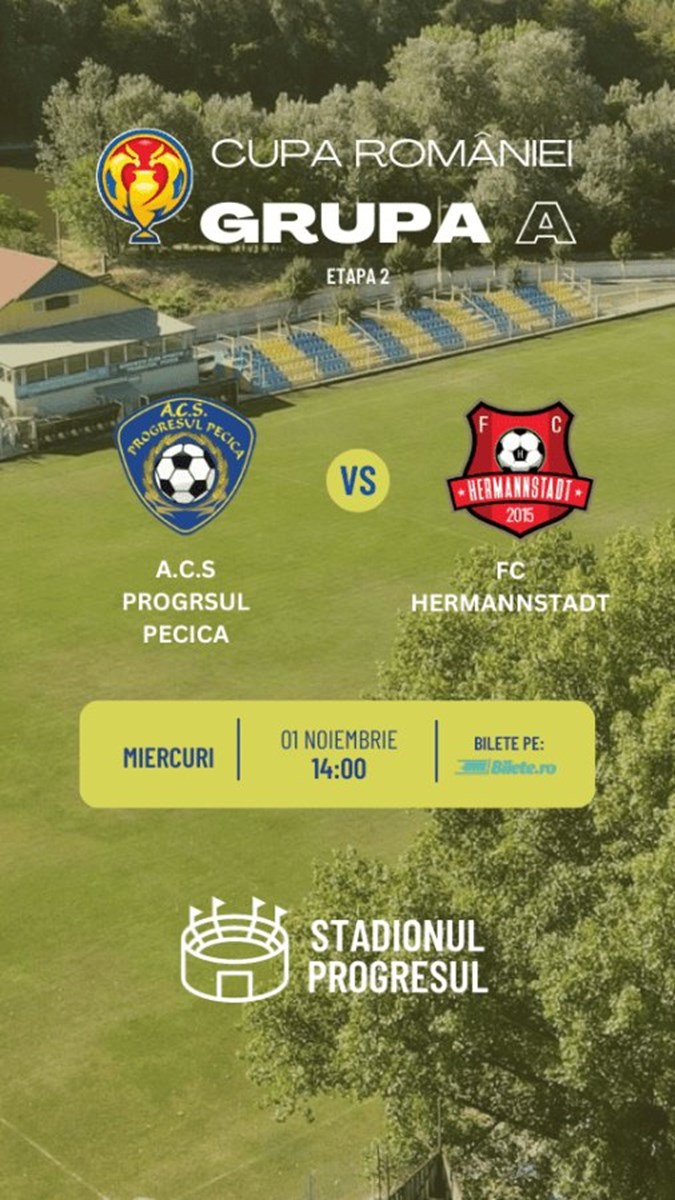 bilete ACS Progresul Pecica - FC Hermannstadt - Cupa Romaniei