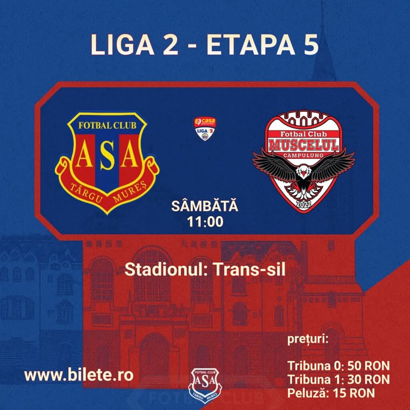 bilete ASA Targu Mures - AFC Campulung-Muscel