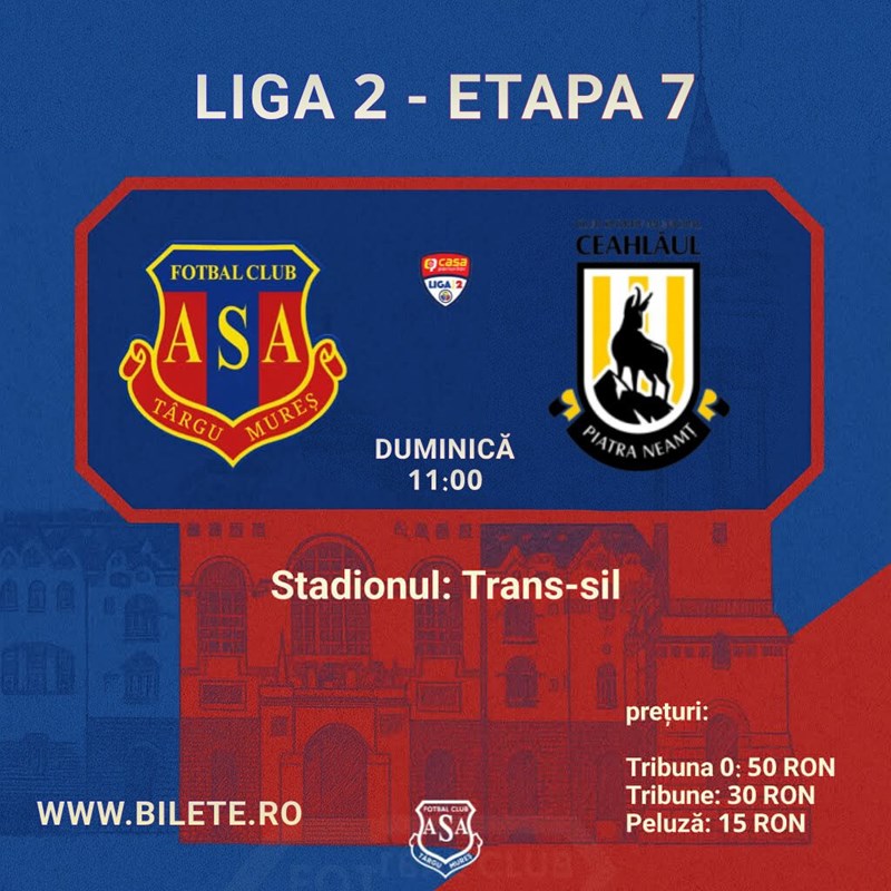 bilete ASA Targu Mures vs ACSM Ceahlaul Piatra Neamt