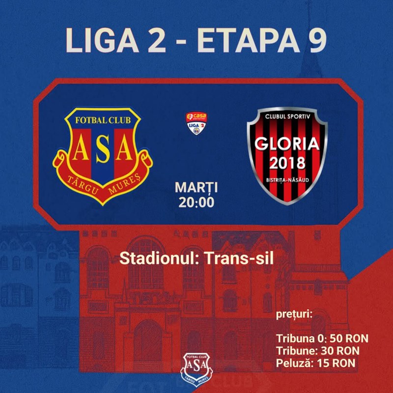 bilete ASA Targu Mures - Club Sportiv Gloria Bistrita