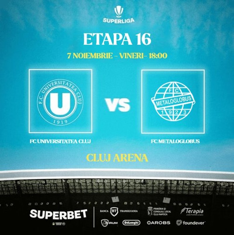 bilete FC Universitatea Cluj - FC Metaloglobus Bucuresti