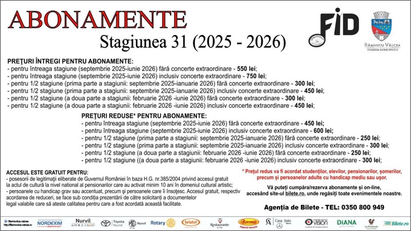 Abonamente Filarmonica Ramnicu Valcea
