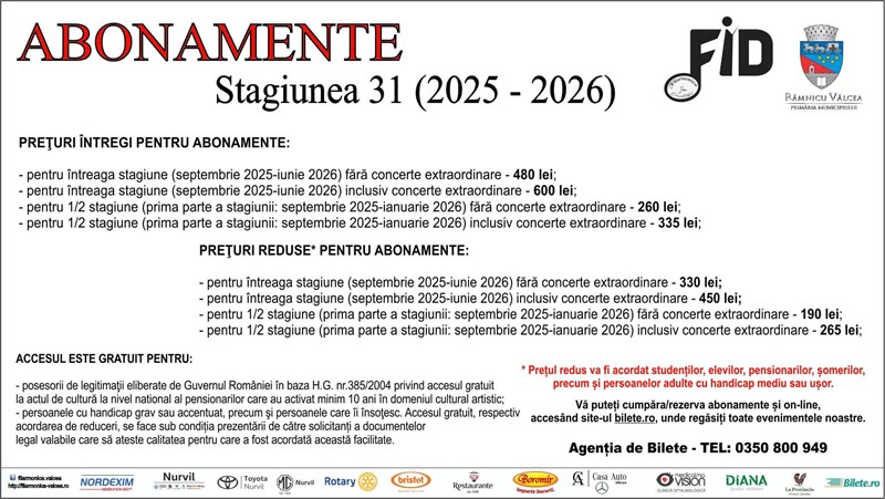 Abonamente Filarmonica Ramnicu Valcea