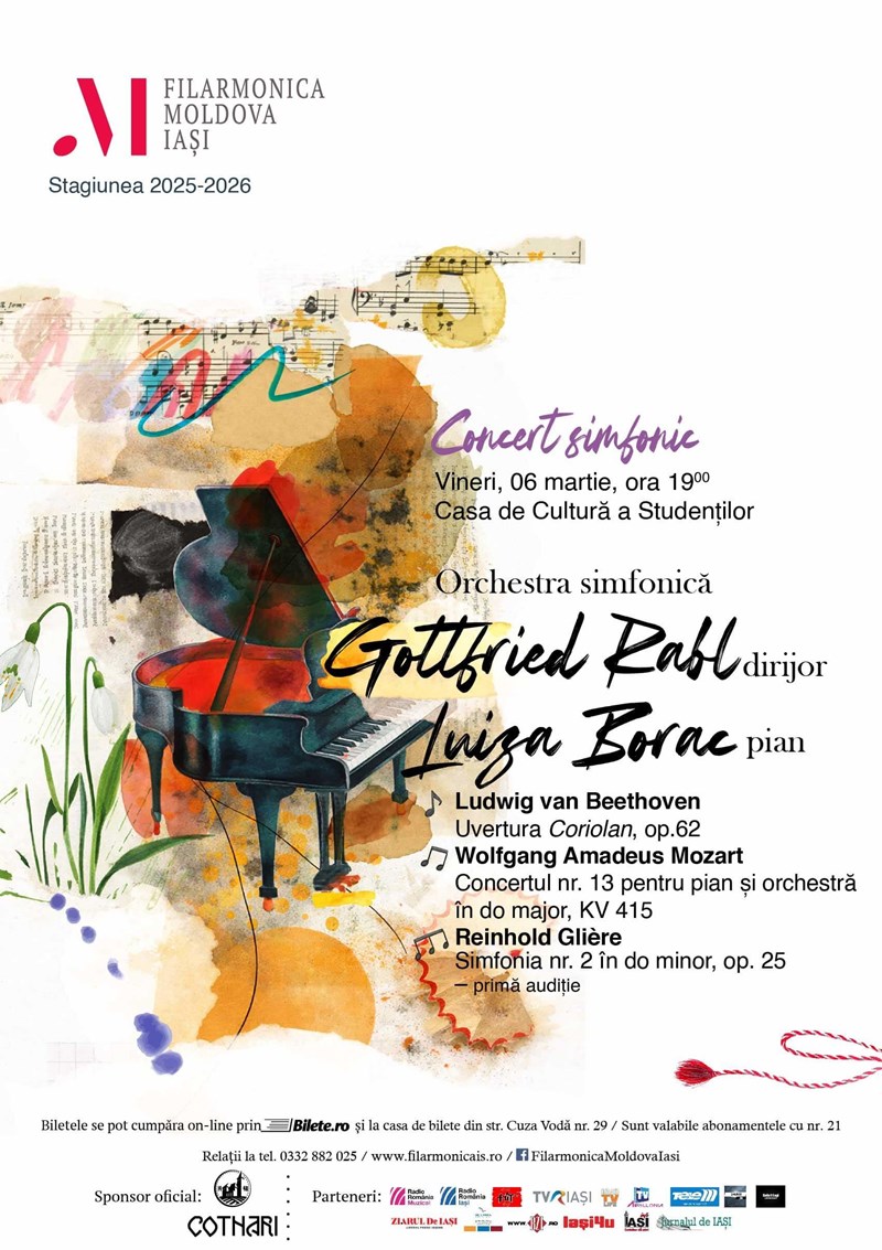 bilete Concert simfonic – Beethoven, Mozart, Glière