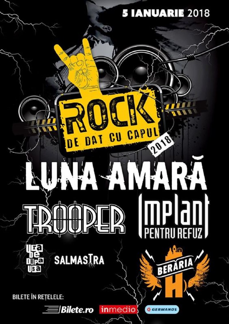 bilete Rock de Dat cu Capul #1: Luna Amara, Trooper, Implant pentru Refuz & more