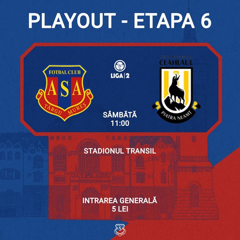 bilete ASA Targu Mures vs ACSM Ceahlaul Piatra Neamt