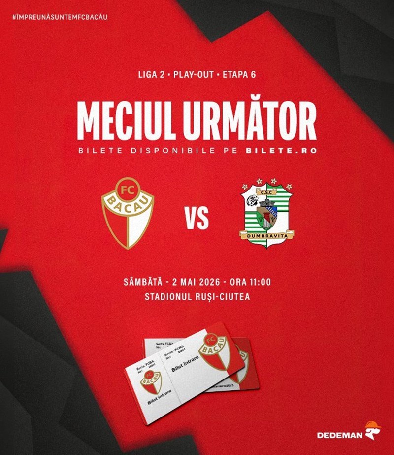bilete ACS FC Bacau vs CSC Dumbravita