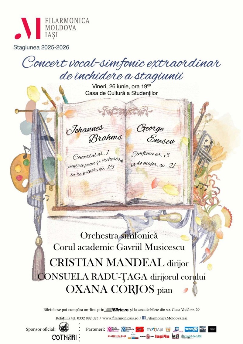 bilete Concert vocal-simfonic extraordinar de închidere a stagiunii - Filarmonica Moldova Iasi