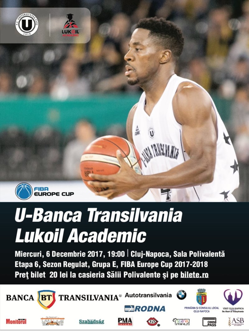 bilete U-Banca Transilvania Cluj - Lukoil Academic Sofia