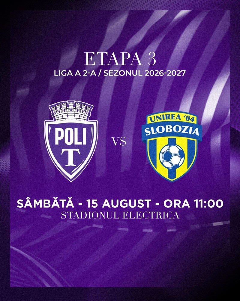 bilete Politehnica Timisoara vs Unirea Slobozia