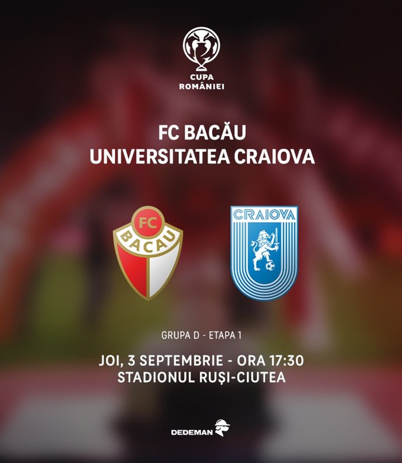bilete Cupa Romaniei - FC Bacau - Universitatea Craiova