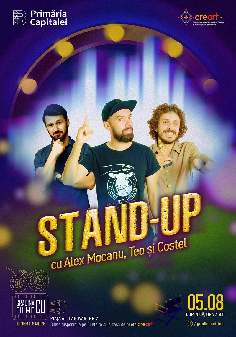 bilete Stand up comedy cu Alex Mocanu, Teo si Costel - Gradina cu filme